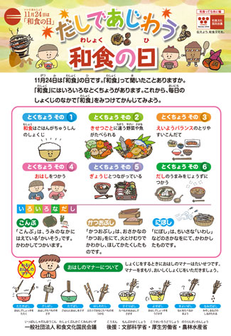 子どもたち用「だし」テキスト兼ご家庭用和食レシピ